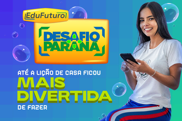 Flyer da plataforma para lições de casa "Desafio Paraná".