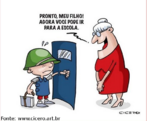 Charge que trata da violncia presente nas instituies de ensino.