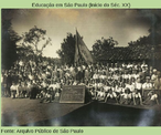 Demonstrao fsica na festa comemorativa ao 7 de setembro, no Grupo Escolar Aurelio Arrobas, de Jaboticabal, em 1942. 