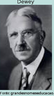 Editar este linkDescrio: John Dewey (1859-1952), filsofo e psiclogo norte-americano, foi o criador da chamada Escola Nova. Acreditava na educao pela ao e criticava a educao tradicional, o intelectualismo e a memorizao. Pregava uma educao que propiciasse  criana condies de resolver por si prpria seus problemas. Para ele, a experincia pessoal era fundamental.