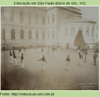 Jovens jogam "bola ao cesto", em 1908. Seria quase um basquete?